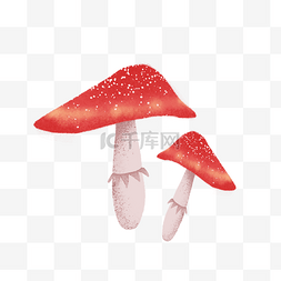 小暑卡通可爱海报图片_两个红色的蘑菇