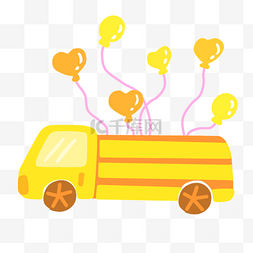 小黄车图片_绑着气球小黄车