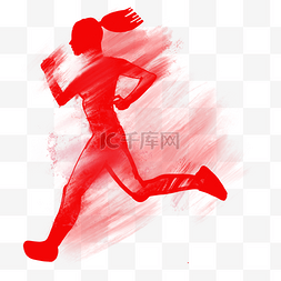 红色奔跑图片_红色女士奔跑剪影