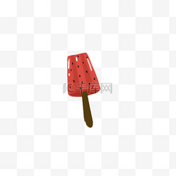 西瓜冰棒插画图片_红色的冰棒免抠图