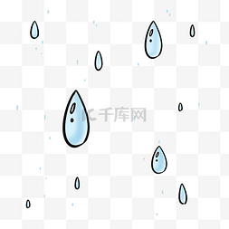 可爱手绘卡通淡蓝色夏季雨水