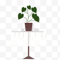 灰色枝条图片_绿色盆栽在桌子上免抠图