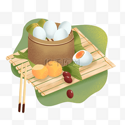 简约粽子图片_端午节大粽子蛋鸭蛋蒸笼煎堆