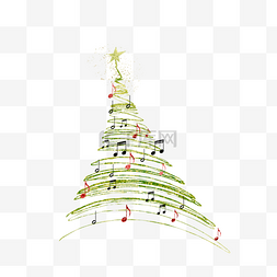 音符圣诞树图片_绿色创意质感圣诞图案