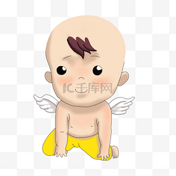 戴着翅膀的婴儿插画