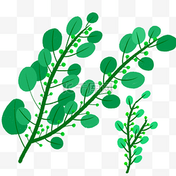 热带绿色植物手绘图片_夏季主题手绘风格树叶绿叶植物