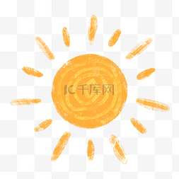 太阳橙色图片_儿童节可爱太阳蜡笔风格