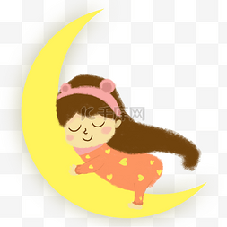 在月亮上睡觉的女孩