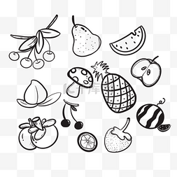 线描椰果水果插画图片_水果涂鸦背景卡通素材