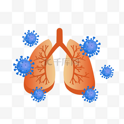 肺部卡通图片图片_卡通手绘肺部肺炎病毒插画