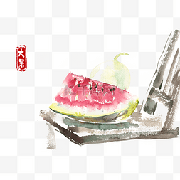 甘甜的水果图片_大暑椅子上的西瓜