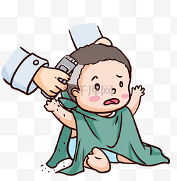 婴幼儿剃头服务漫画