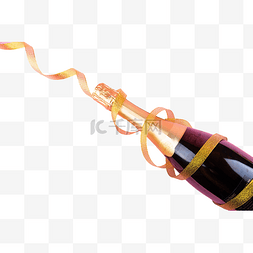 庆祝香槟酒酒瓶黄丝带
