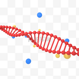 DNA图片_C4D红色DNA遗传螺旋元素