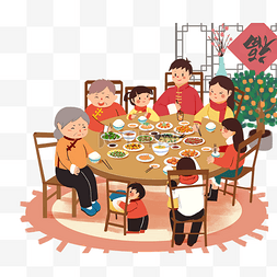 家庭用水图片_新春年夜饭一家团圆吃饭