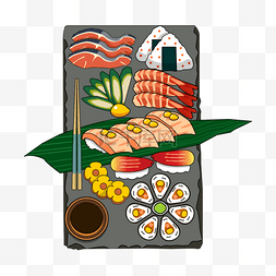 虾筷子图片_石盘上的美味osechi ryori料理