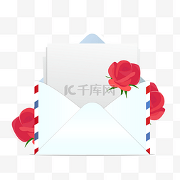 白色信封素材图片_白色信封玫瑰花