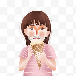 吃冰淇淋小女孩图片_夏天吃冰淇淋的小女孩