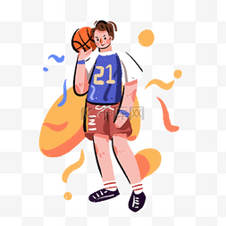 bannner图片_篮球比赛中的男孩手绘插画png免抠