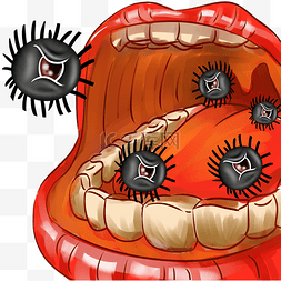红色细菌卡通插画