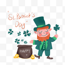 patricks图片_patricks day三叶草绿帽人物