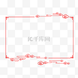 红色祥云线条图片_中国风红色线条边框