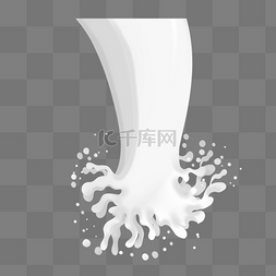 飞溅液体仿真倾倒溅开的白色牛奶