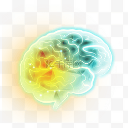 科技大脑大脑图片_发光创意手绘头脑图案