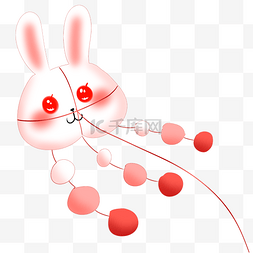 可爱的小兔子风筝插画