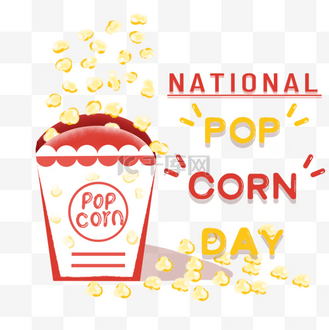 national popcorn day爆米花制作手绘节日