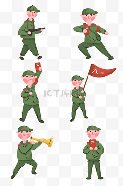 红军长征红旗图片_八一建军节可爱革命抗战军人