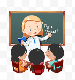 儿童教英语图片_外教卡通手绘元素
