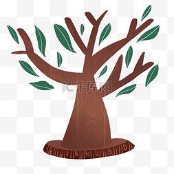 棕色大树图片_墨绿色的大树插画