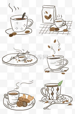 线描食物咖啡咖啡豆食物热气