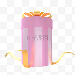 粉色礼盒礼盒图片_3d粉色圆形节日装饰礼物盒