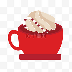 茶圆图片_svg时尚红色杯中的甜点