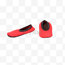 红色的软底瑜伽练功鞋png素材