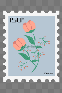 邮票图片_粉色花朵邮票