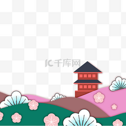 日式樱花底纹图片_和风樱花底边
