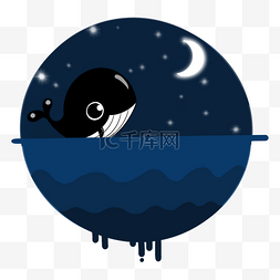 月亮大海图片_鲸鱼夜空图标