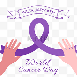 world cancer day 方框紫色丝带传递爱