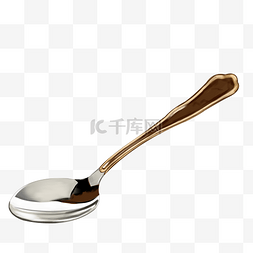 勺子上的红糖图片_亮银色金属勺子插图