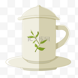 白色茶杯茶具插画