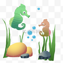 海洋卡通生物图片_卡通海洋植物生物素材元素