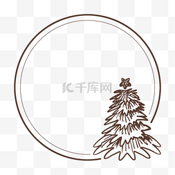 简约圆圈图片_抽象棕色简约圣诞树圆圈边框