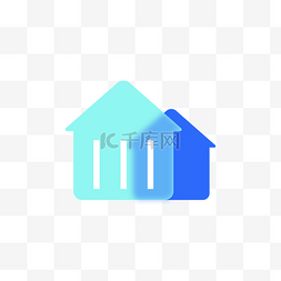 房子蓝色图标图片_蓝色毛玻璃图标