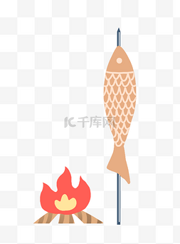 烤鱼烧烤卡通烤串