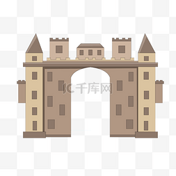 城堡拱门图片_土黄色中世纪城堡