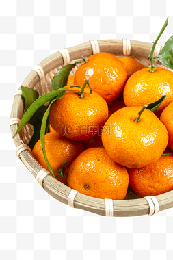 年货一编织筐甜汁小橘子水果特写