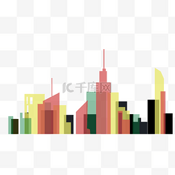 彩色城市剪影图片_彩色城市剪影